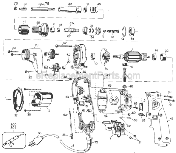 Page A Diagram and Parts List for 2037-09 Type 3 Black and Decker Electric Drill